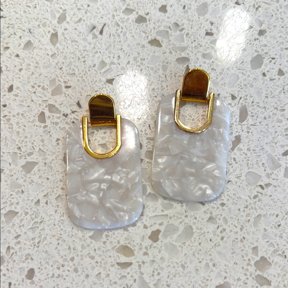 Kate Spade White and Gold Acrylic Earrings